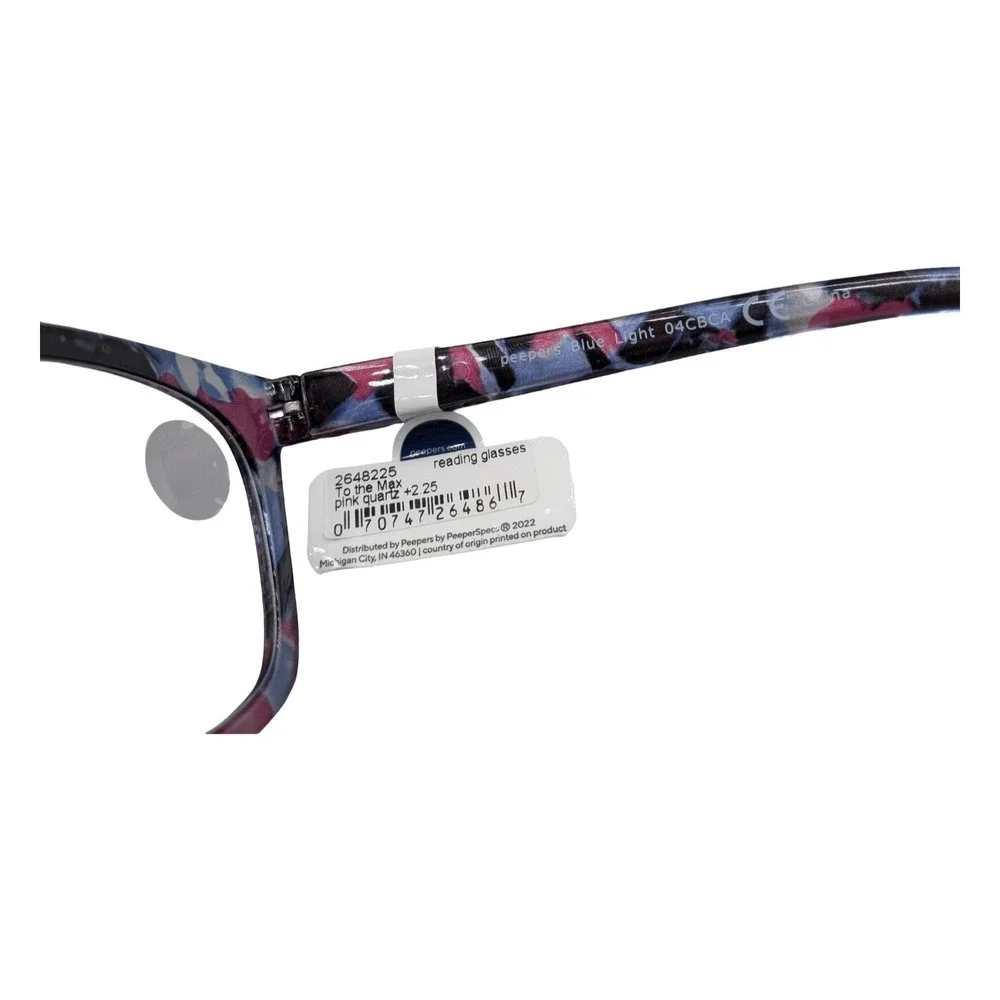 Peepers To the Max Reading‎ Glasses Blue Light Pink Quartz +2.25 Square 04CBCA